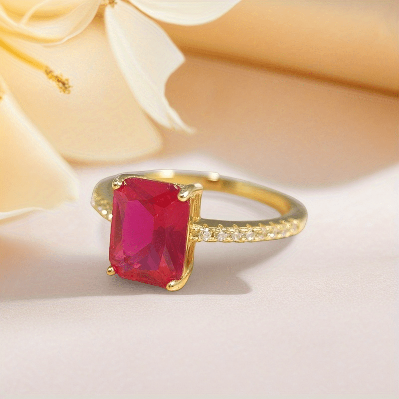 3 Carat 925 Silver Artificial Gemstones Ring, Rectangular Design